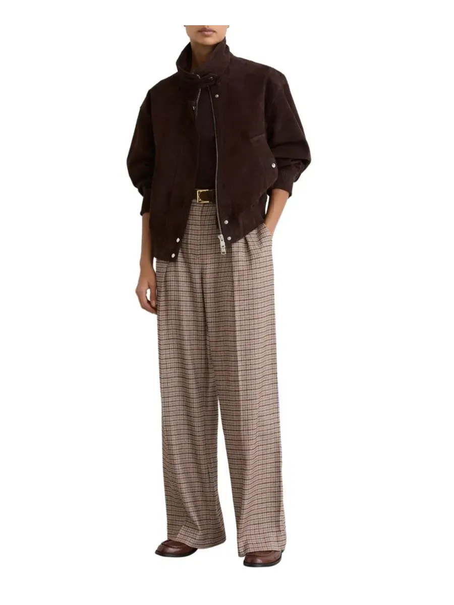 Брюки широкие с защипами River REISS, Neutral Ch