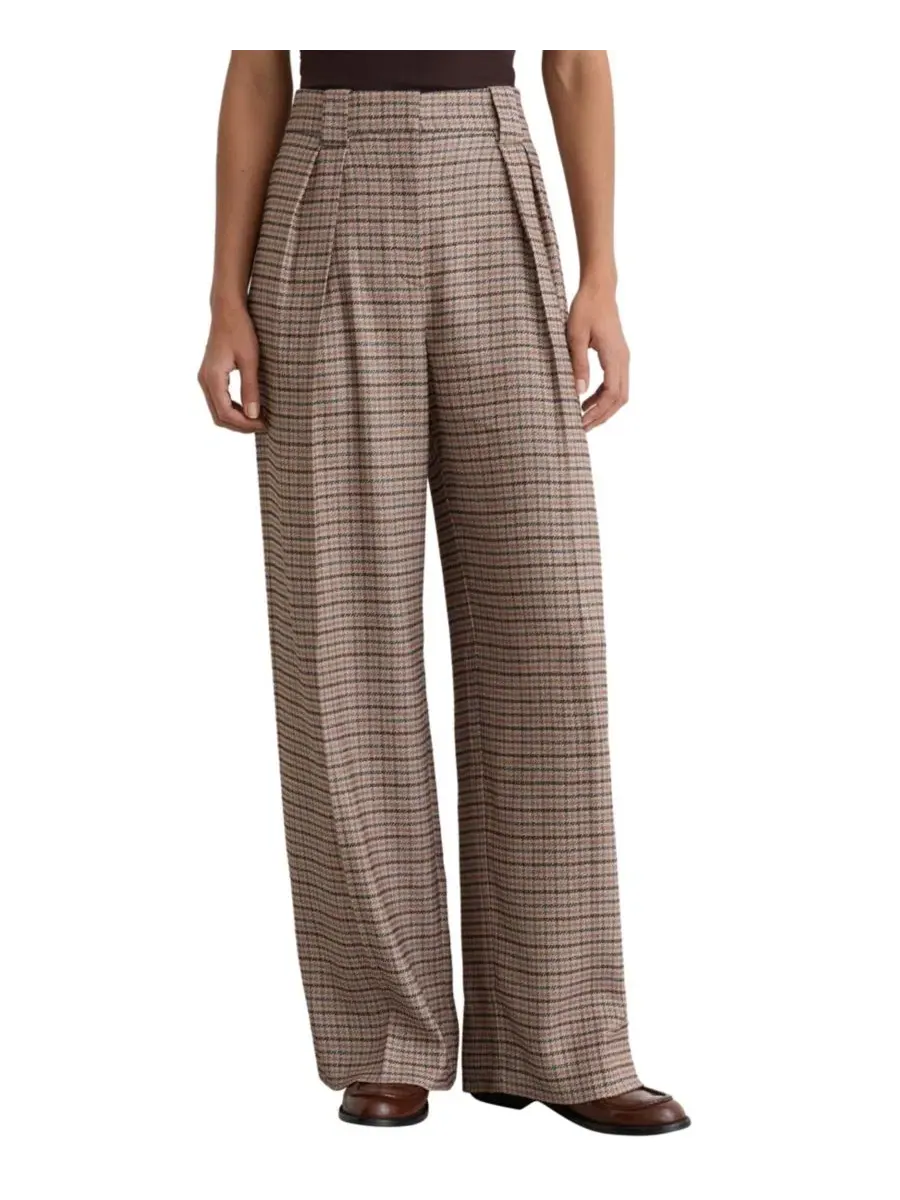 Брюки широкие с защипами River REISS, Neutral Ch — изображение 2 из 5