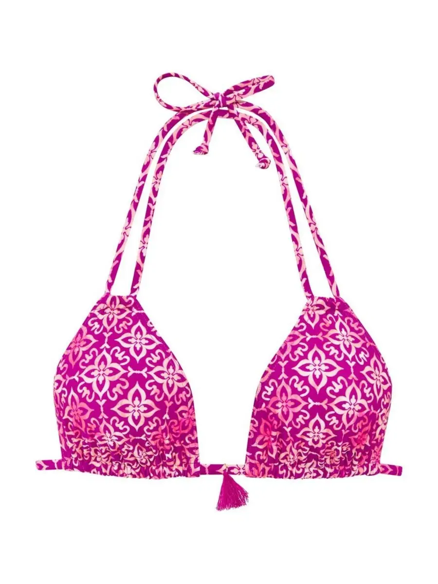 Женский бикини-комплект с кисточками, модель Tassel Detail Triangle LASCANA, Berry Printed — изображение 6 из 7