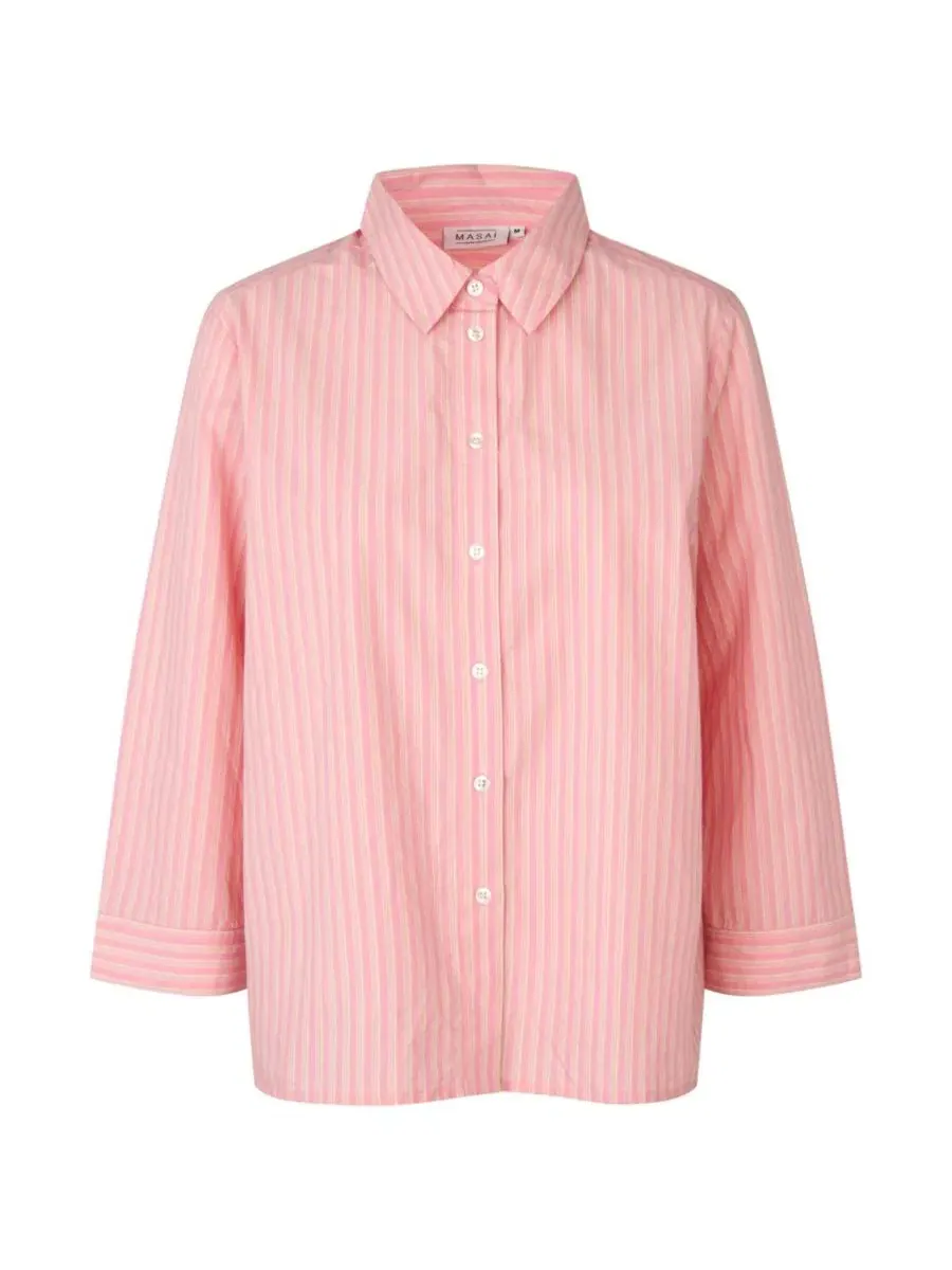 Женская рубашка с длинным рукавом 3/4 с принтом MaIsalina Striped Masai Copenhagen, Rosebloom — изображение 6 из 6