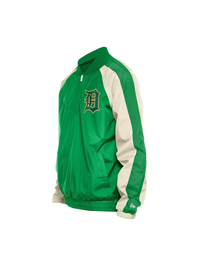 Мужская ветровка-толстовка Detroit Tigers с четвертью молнией реглан из рипстопа цвета келли-грин — изображение 3 из 3