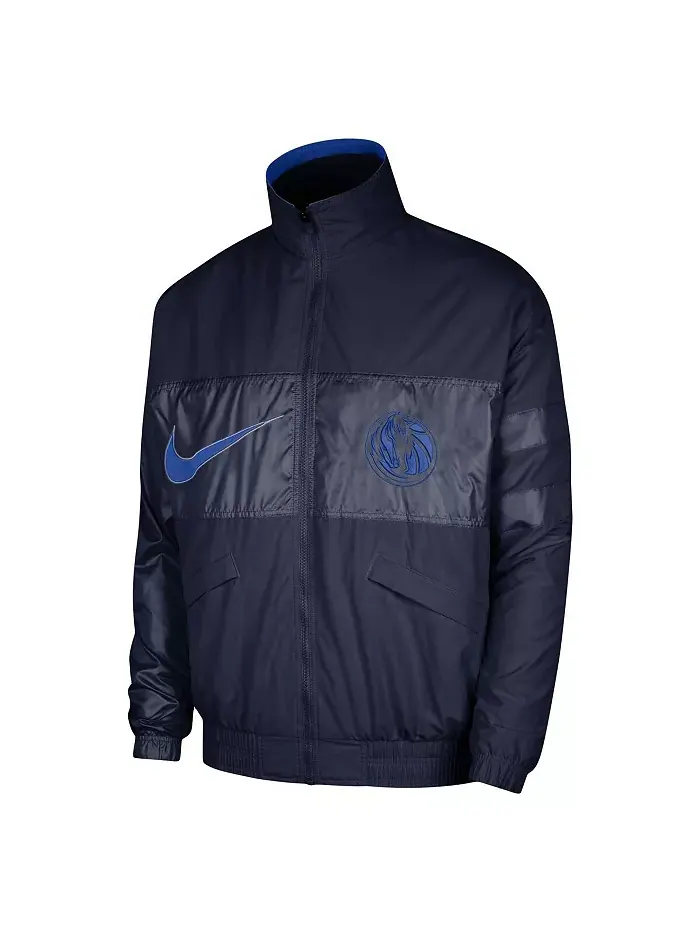 Мужская синяя куртка с полной застежкой-молнией Dallas Mavericks Courtside Versus Capsule Nike — изображение 2 из 3