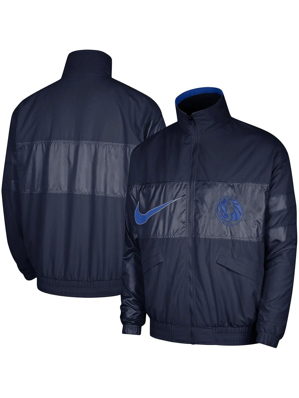 Мужская темно-синяя куртка с молнией во всю длину Dallas Mavericks Courtside Versus Capsule Nike — изображение 1 из 3