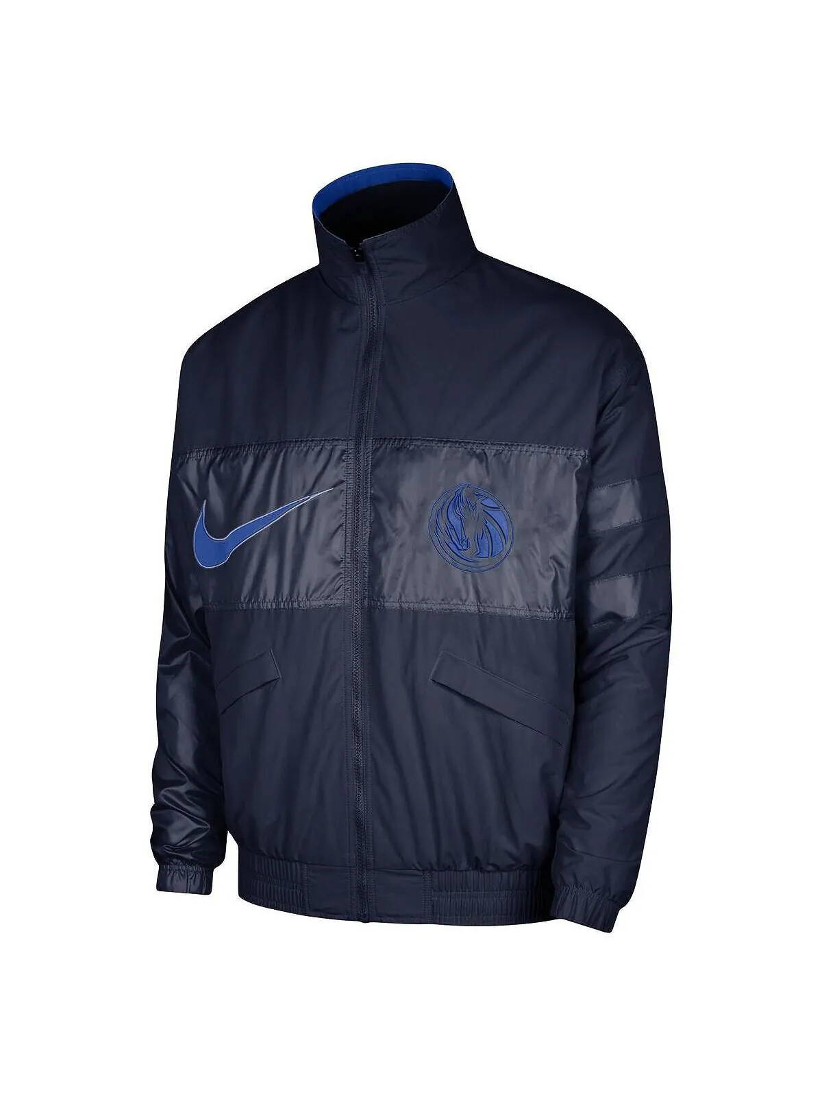 Мужская темно-синяя куртка с молнией во всю длину Dallas Mavericks Courtside Versus Capsule Nike — изображение 2 из 3