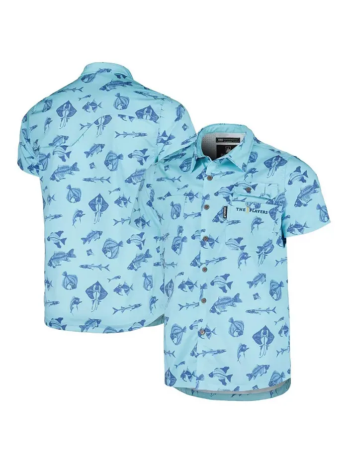 Мужская синяя рубашка на пуговицах THE PLAYERS Fishing Tri-Blend Flomotion