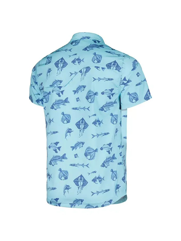 Мужская синяя рубашка на пуговицах THE PLAYERS Fishing Tri-Blend Flomotion — изображение 2 из 3
