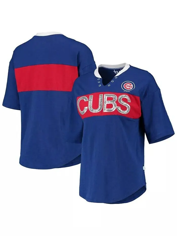 Женская футболка Royal и Red Chicago Cubs с вырезом на воротнике Touch