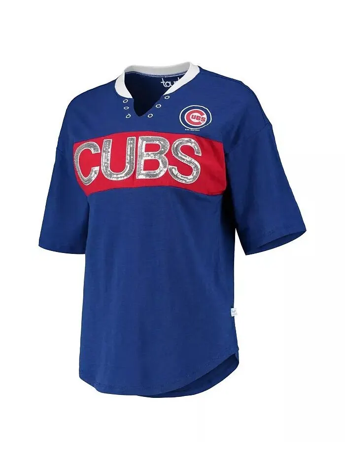 Женская футболка Royal и Red Chicago Cubs с вырезом на воротнике Touch — изображение 2 из 3