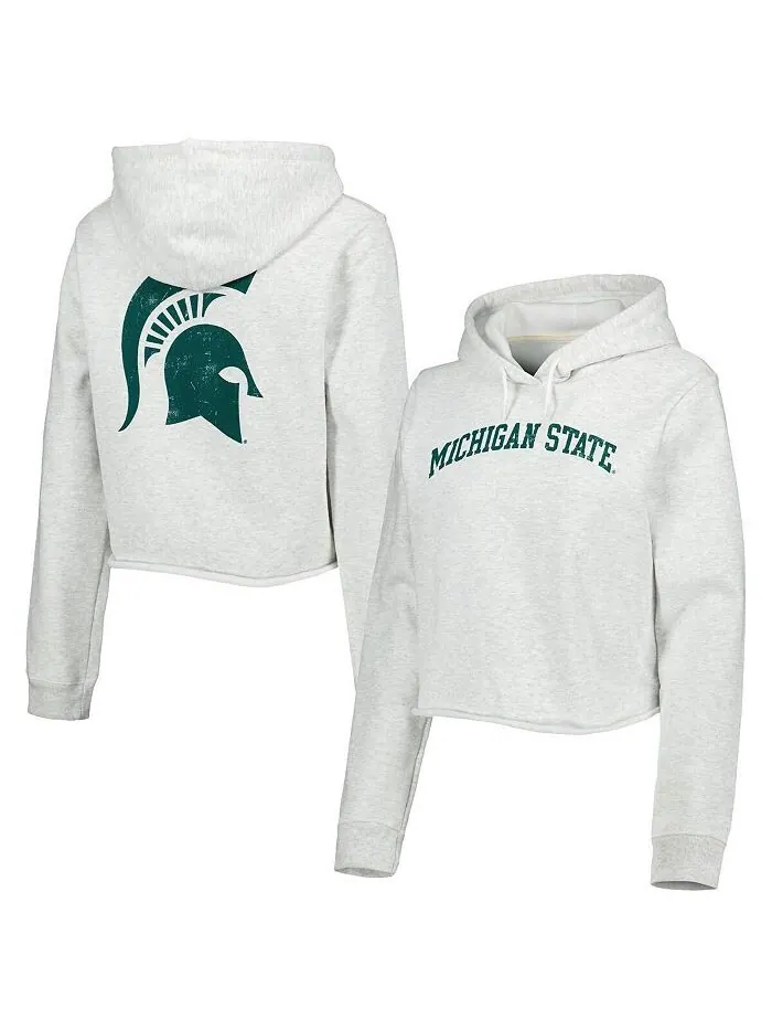 Женский укороченный пуловер с капюшоном Ash Michigan State Spartans 2-Hit 1636 League Collegiate — изображение 1 из 1