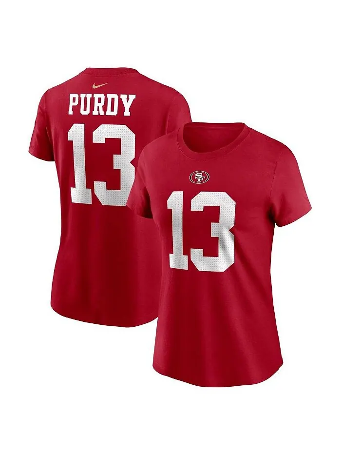 Женская футболка Brock Purdy Scarlet San Francisco 49ers с именем и номером игрока Nike