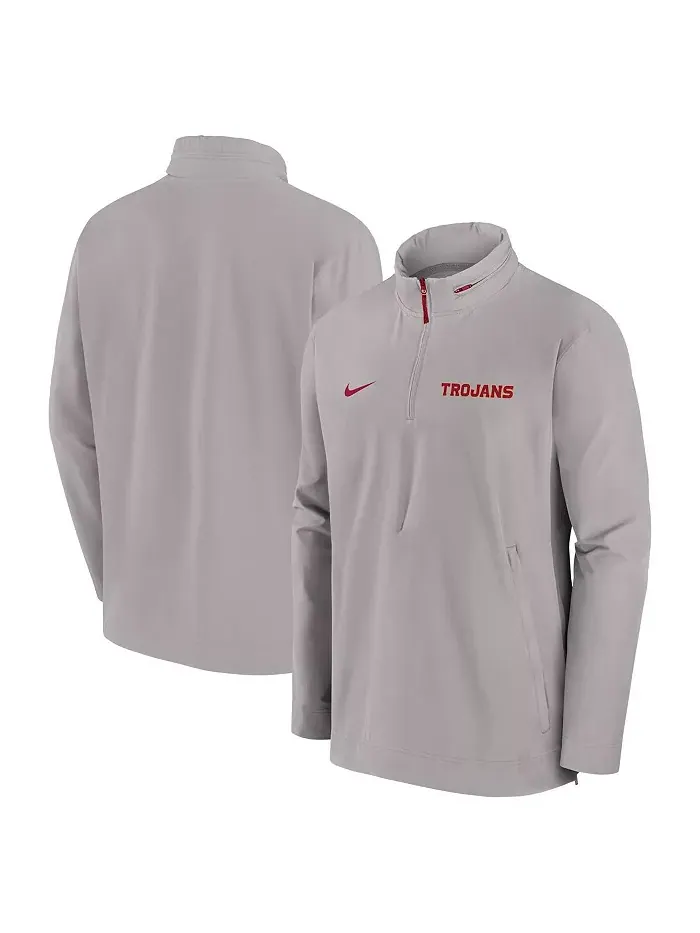 Мужская куртка с молнией на четверть USC Trojans Pewter для тренеров с боковой линии Nike