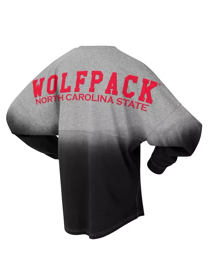 Мужская и женская футболка с длинным рукавом NC State Wolfpack омбре в красно-серой гамме Spirit — изображение 2 из 3