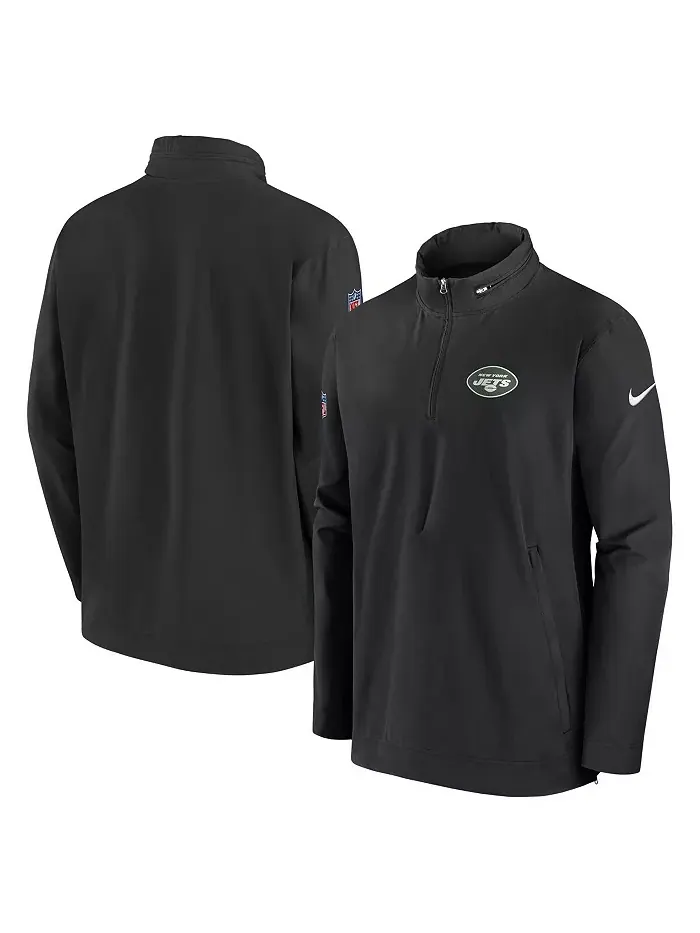 Мужская черная полузастегивающаяся куртка New York Jets Sideline Coach Nike