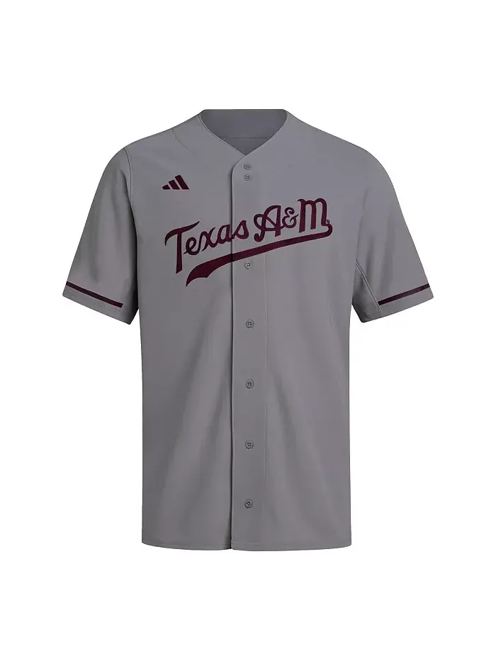 Мужская серая бейсбольная джерси Texas A&M Aggies Replica adidas — изображение 2 из 3