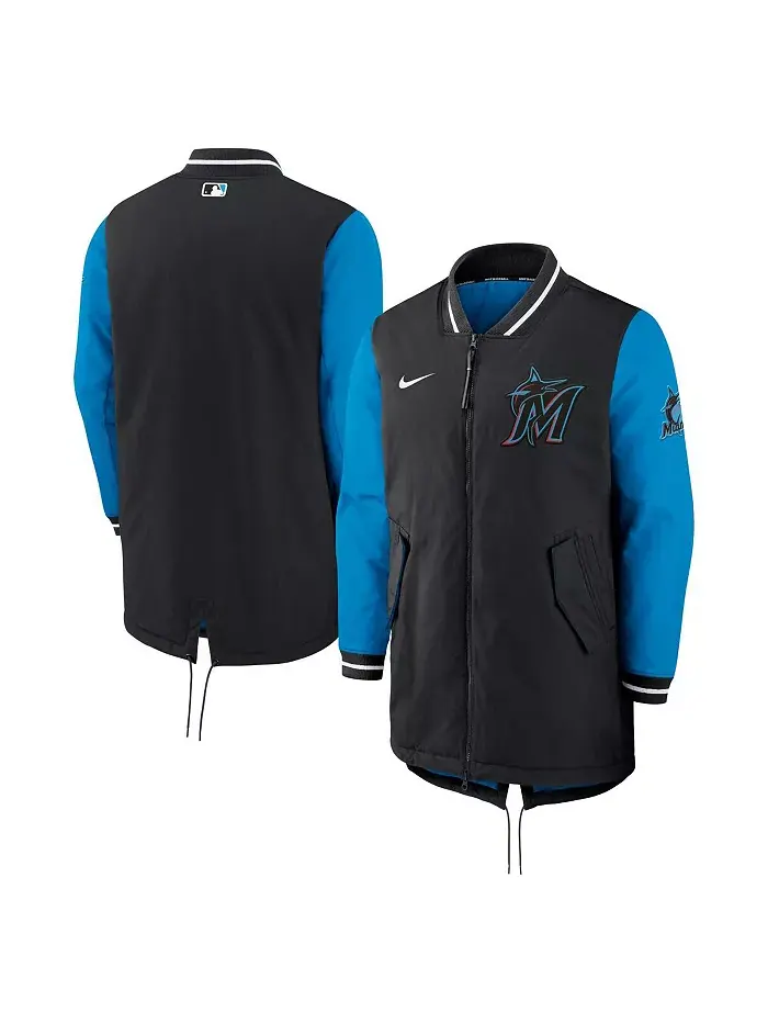 Мужская черная бейсбольная куртка Miami Marlins Dugout Performance на молнии Nike — изображение 1 из 3