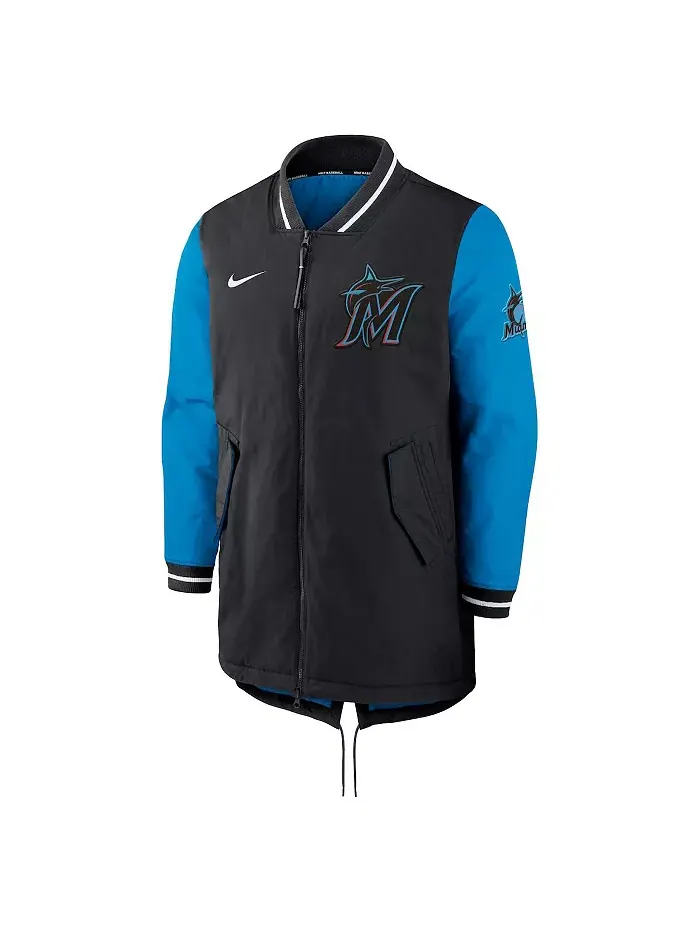 Мужская черная бейсбольная куртка Miami Marlins Dugout Performance на молнии Nike — изображение 2 из 3