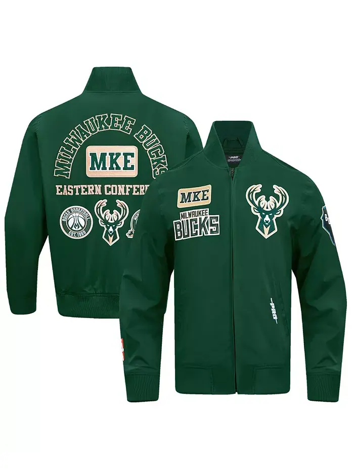Мужская зеленая куртка Milwaukee Bucks Area Code на молнии Pro Standard