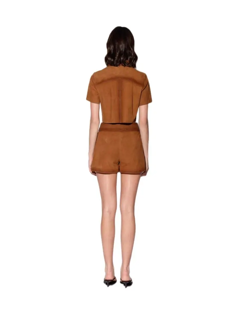 Женские шорты Kendra с высокой посадкой из козьей замши Walter Baker, Oak Suede — изображение 2 из 4