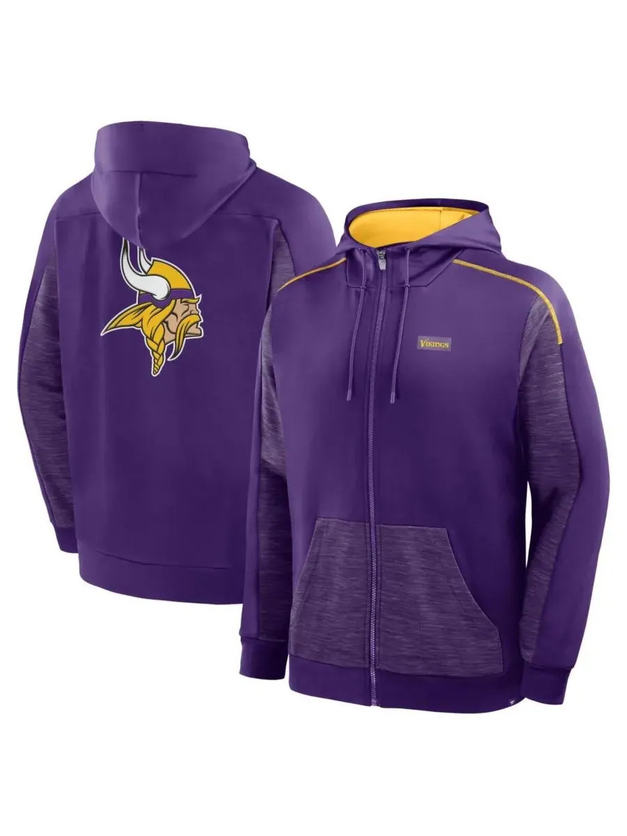 Fanatics Мужская фиолетовая толстовка на молнии с символикой Minnesota Vikings Checkdown Pass