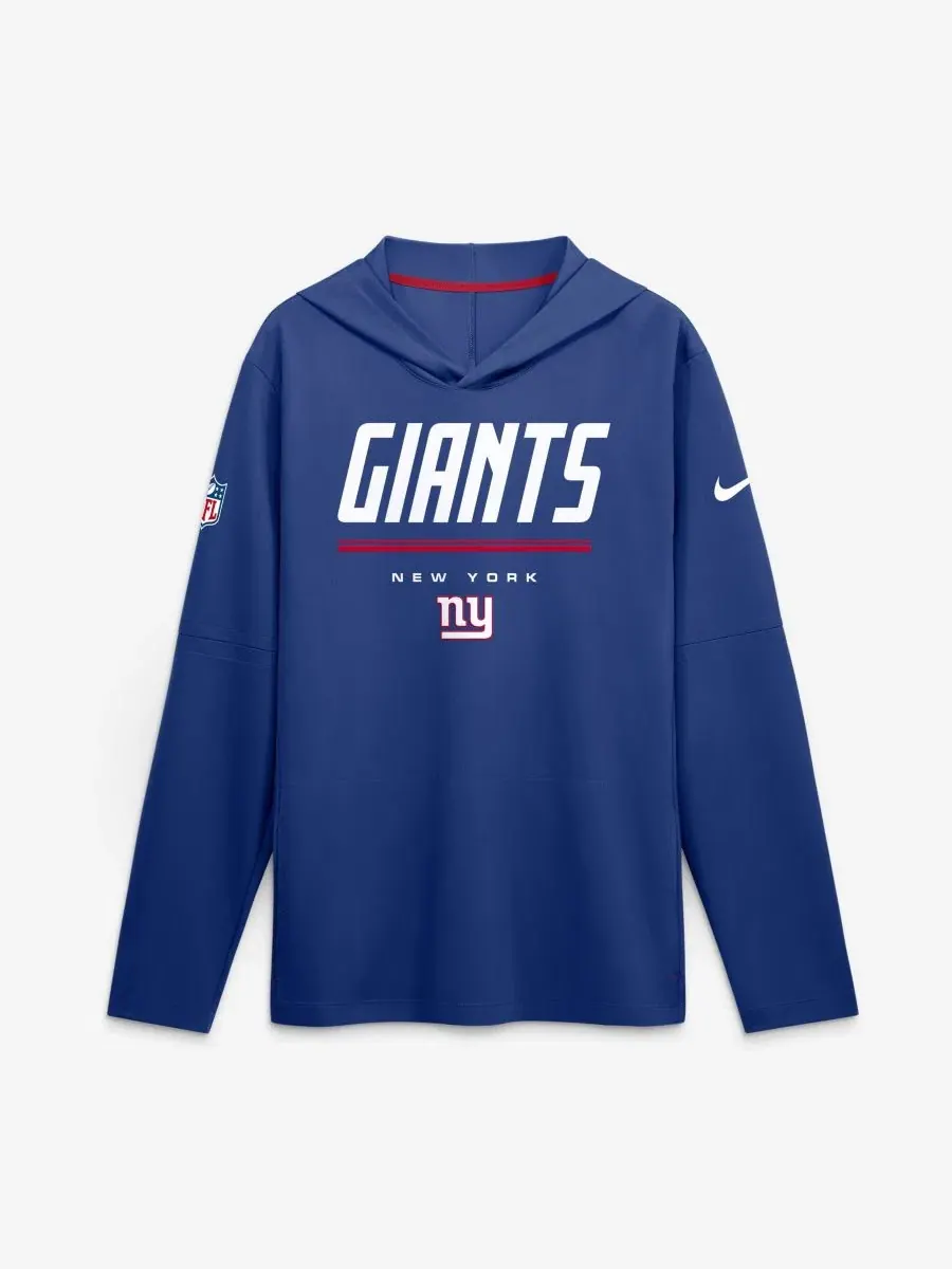 Легкая длинная футболка с капюшоном и длинным рукавом New York Giants Sideline Lightweight Long