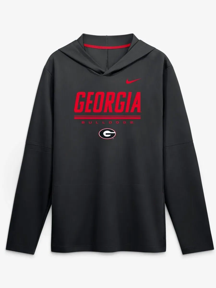 Мужская футболка с длинным рукавом и капюшоном Georgia Bulldogs 2026 Sideline Lightweight Dri-FIT
