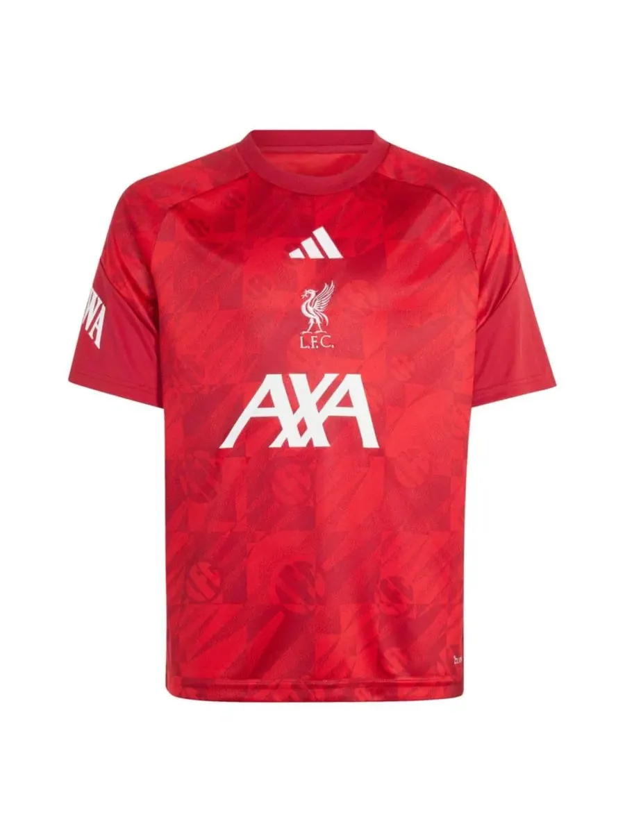 Детская футболка-лонгслив с принтом, модель Liverpool 2026 Home Pre-Match adidas — изображение 2 из 5, красный