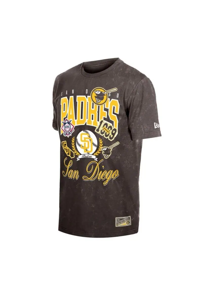 Футболка с принтом San Diego Padres Mineral Wash New Era — изображение 2 из 4, коричневый
