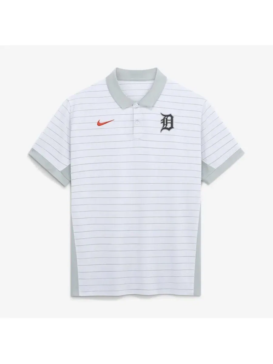 Поло Nike White Detroit Tigers Authentic Collection Striped Victory Dri-FIT
