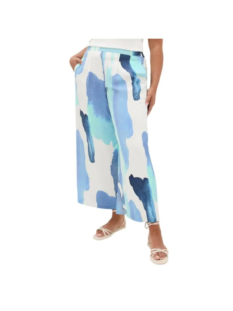 Брюки свободного кроя с принтом Surface Level Print CITY CHIC, Tranquil