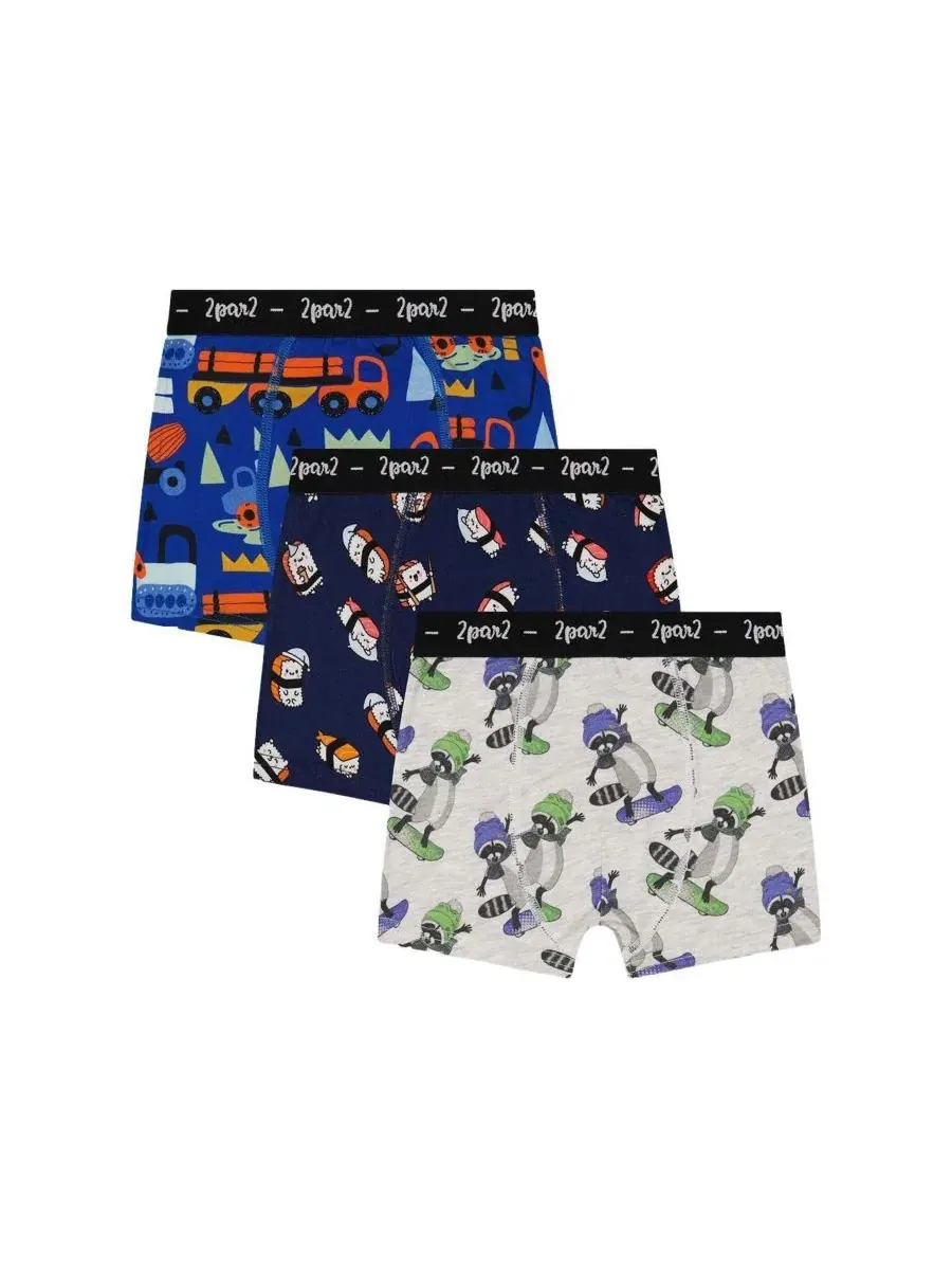 Комплект трусов-боксеров с принтом, 3 шт., Animal Prints Deux par Deux, Fun Print