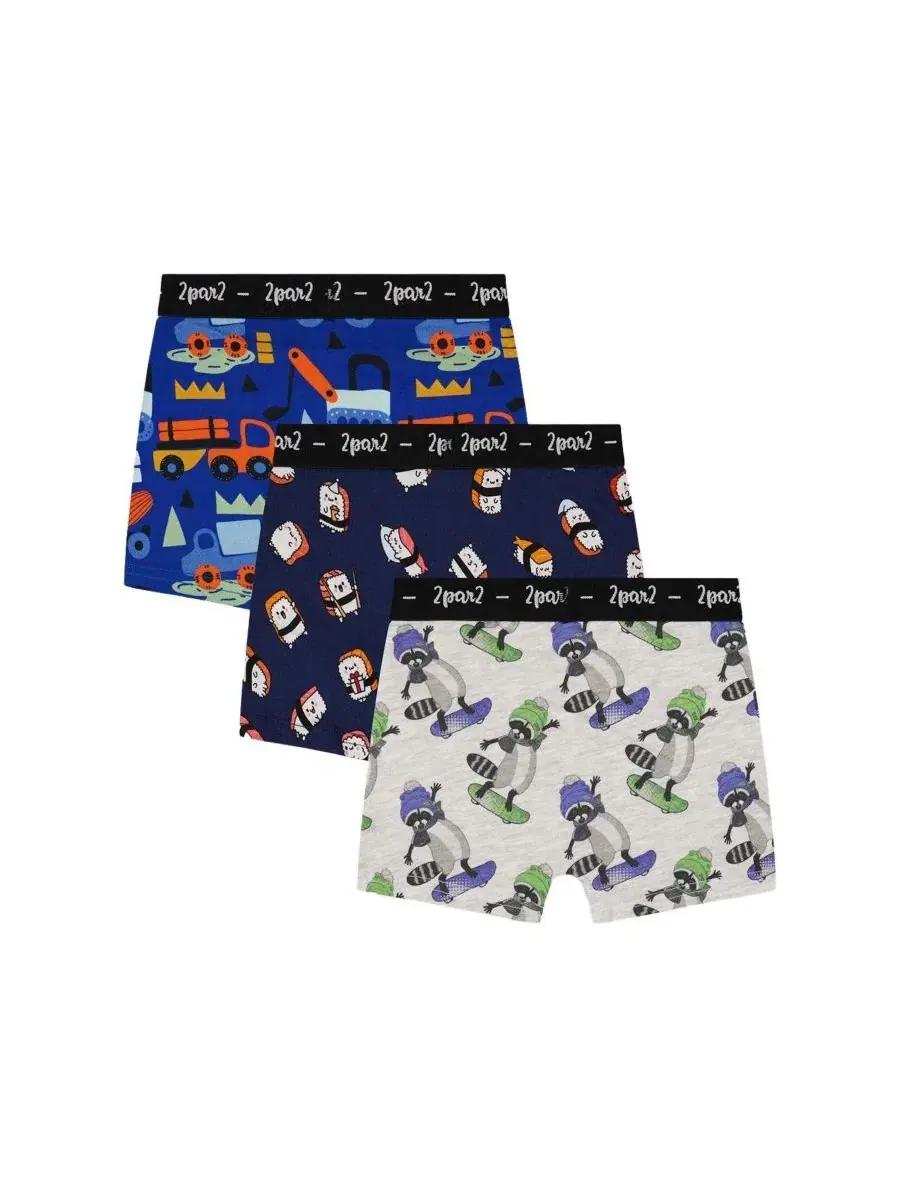 Комплект трусов-боксеров с принтом, 3 шт., Animal Prints Deux par Deux, Fun Print — изображение 2 из 5