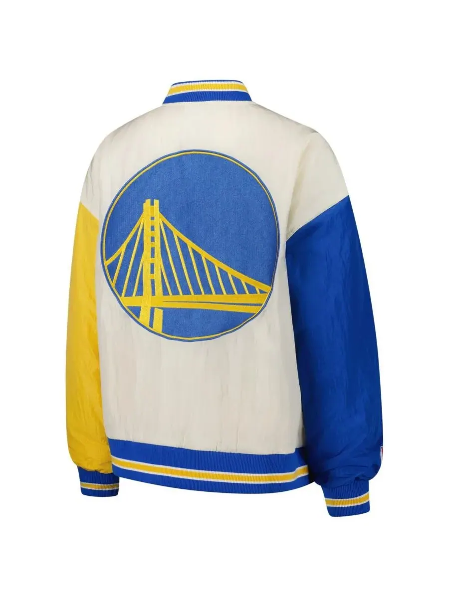Terez Женская белая куртка-бомбер Golden State Warriors на кнопках — изображение 3 из 3, белый