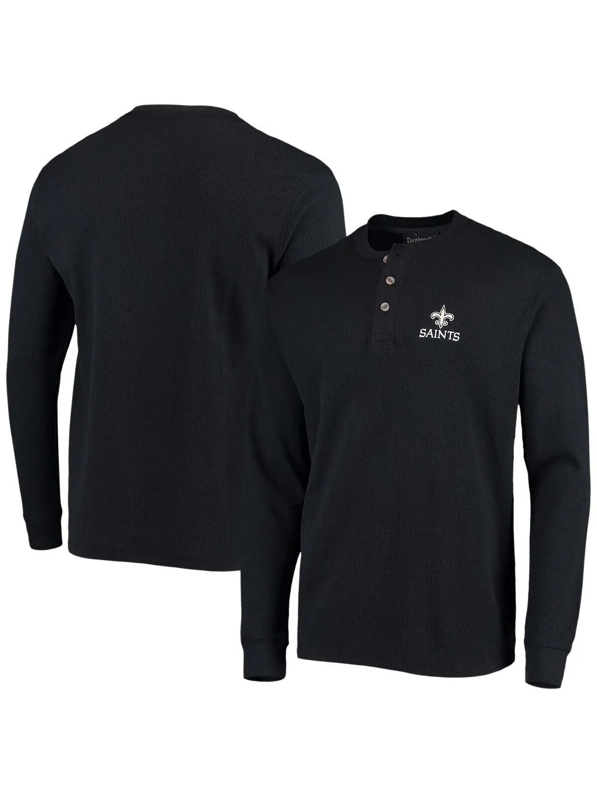 Мужская черная футболка new orleans saints maverick thermal henley с длинным рукавом Dunbrooke — черный