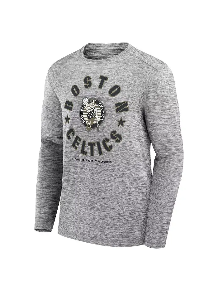 Мужская футболка с длинным рукавом Heather Gray Boston Celtics NBA Hoops for Troops Fanatics — изображение 2 из 3