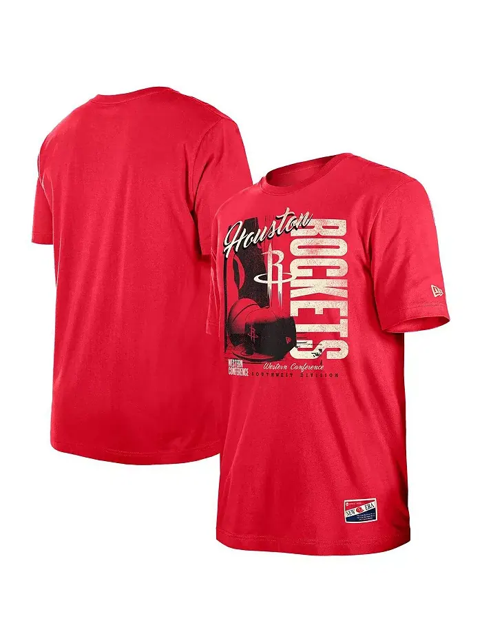 Мужская футболка Houston Rockets винтажная с эффектом поношенности в красном цвете New Era