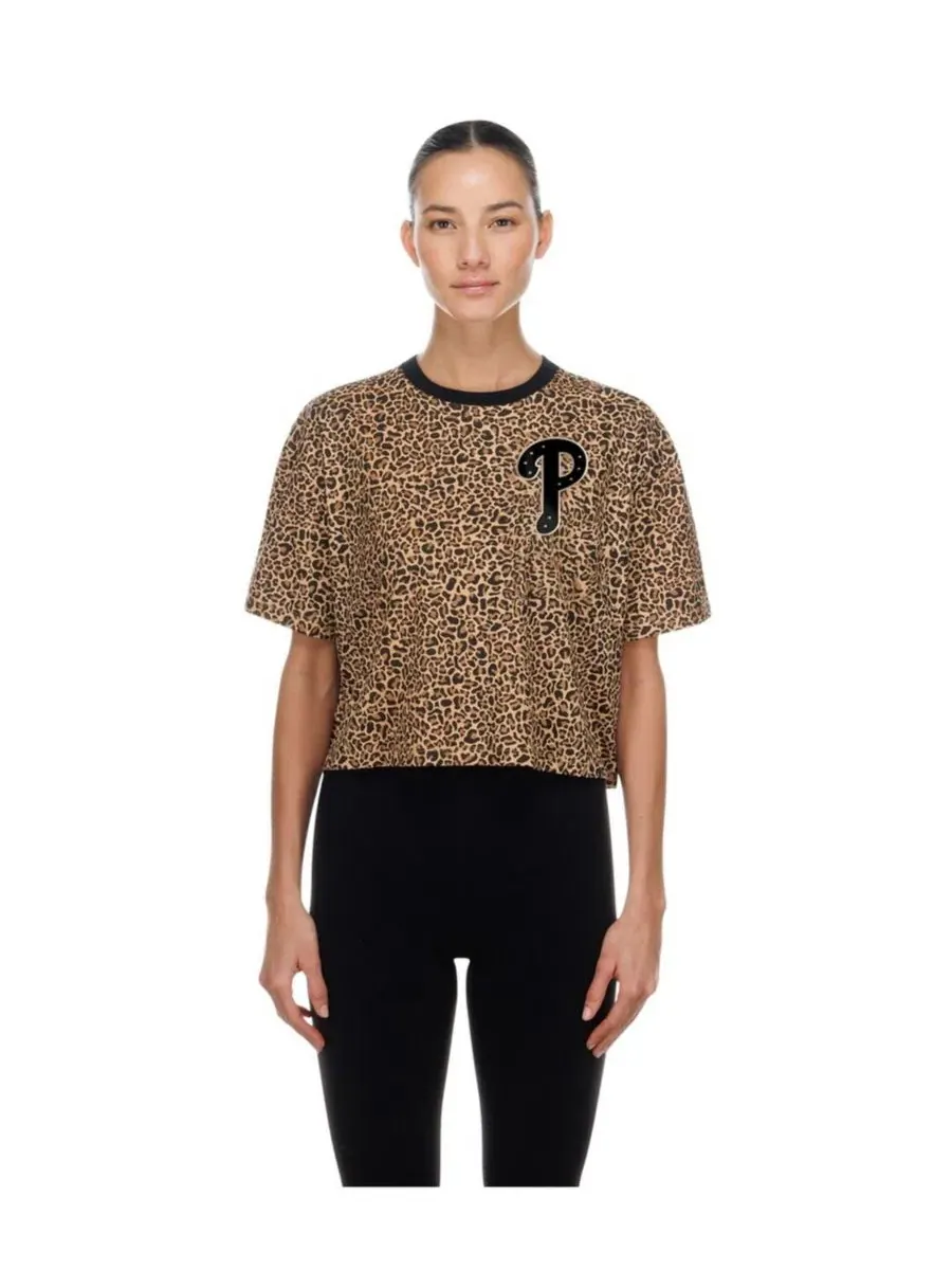 Футболка-кроп с принтом Leopard Boxy Cropped T-Shirt New Era