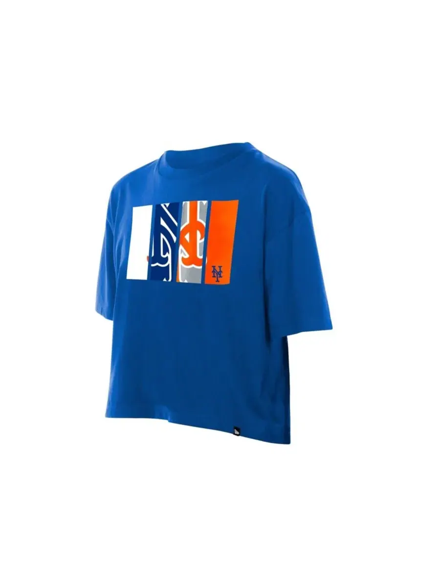 Футболка свободного кроя с принтом New York Mets Boxy Foil Logo New Era — изображение 2 из 5, королевский