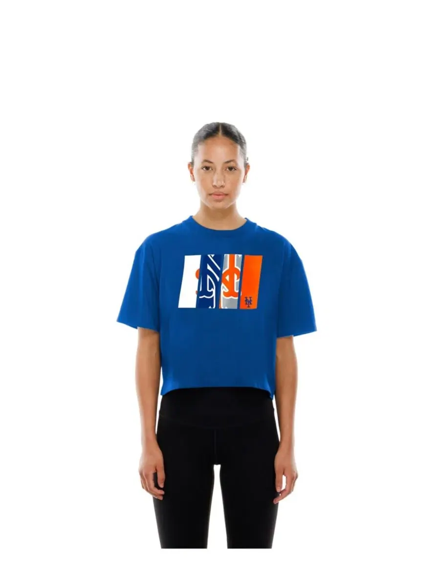 Футболка свободного кроя с принтом New York Mets Boxy Foil Logo New Era — изображение 4 из 5, королевский