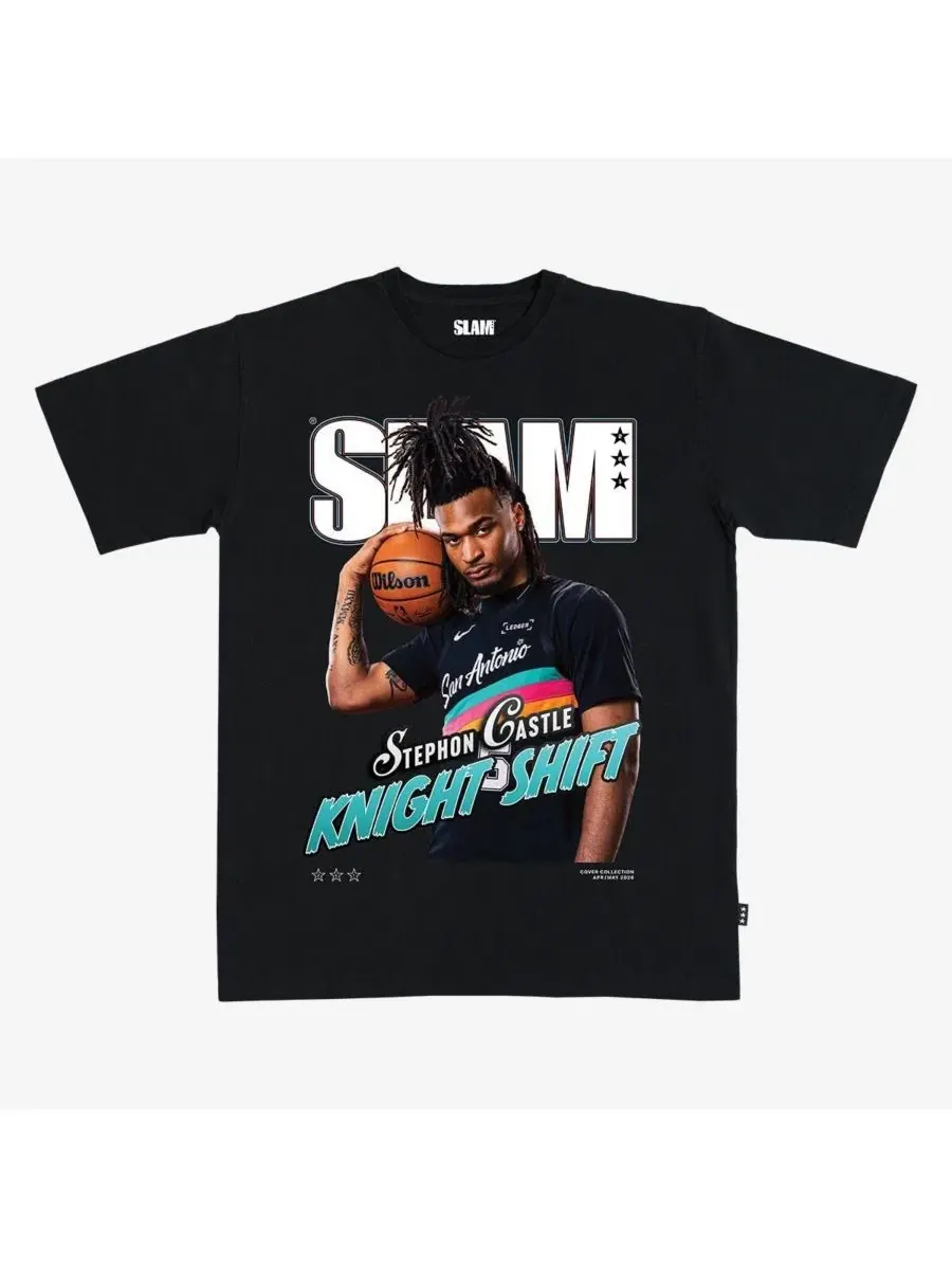 Футболка с принтом Stephon Castle Black San Antonio Spurs Cover, SLAM — черный