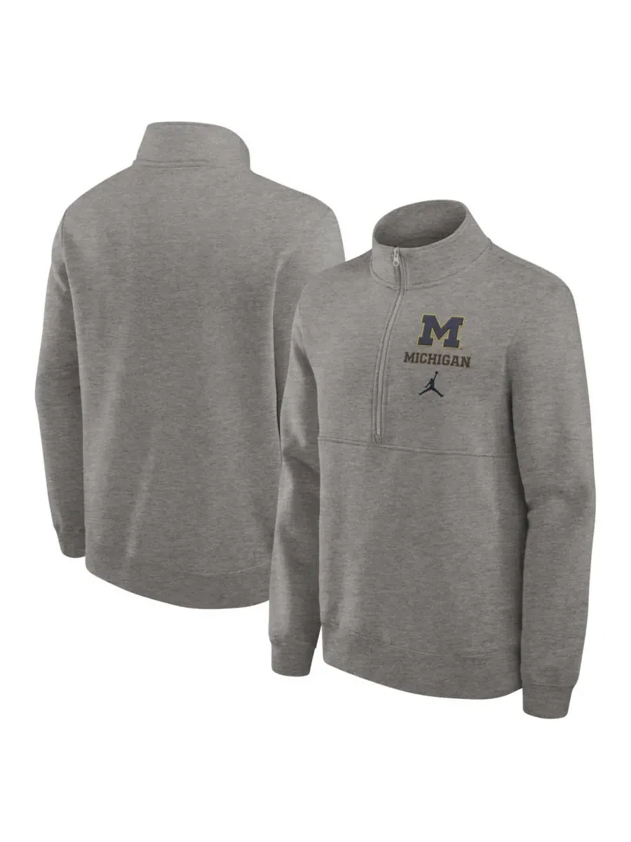 Мужская толстовка Michigan Wolverines Primetime Club с половинной молнией Jordan