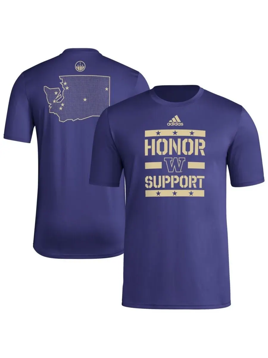 Adidas Мужская фиолетовая футболка Washington Huskies Honor Support для поддержки перед игрой