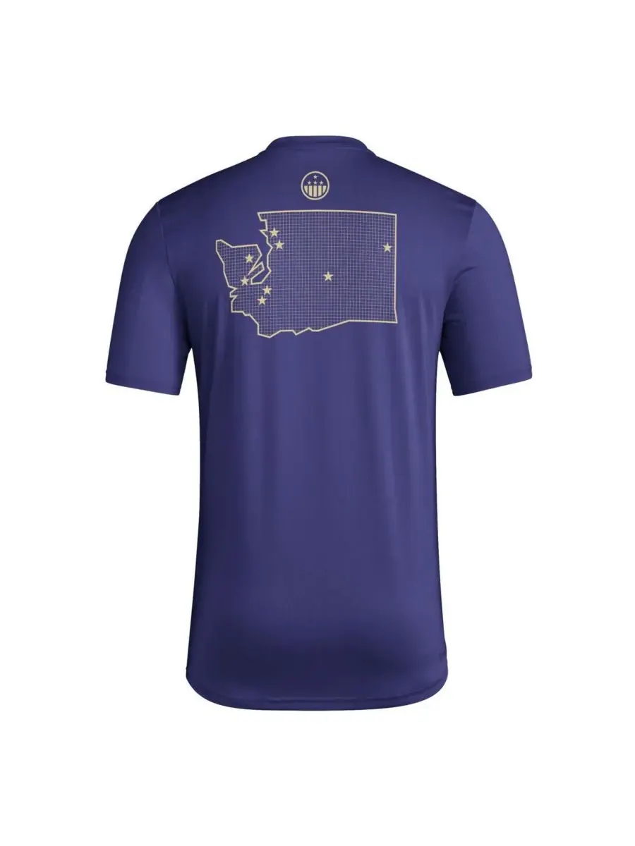 Adidas Мужская фиолетовая футболка Washington Huskies Honor Support для поддержки перед игрой — изображение 2 из 3