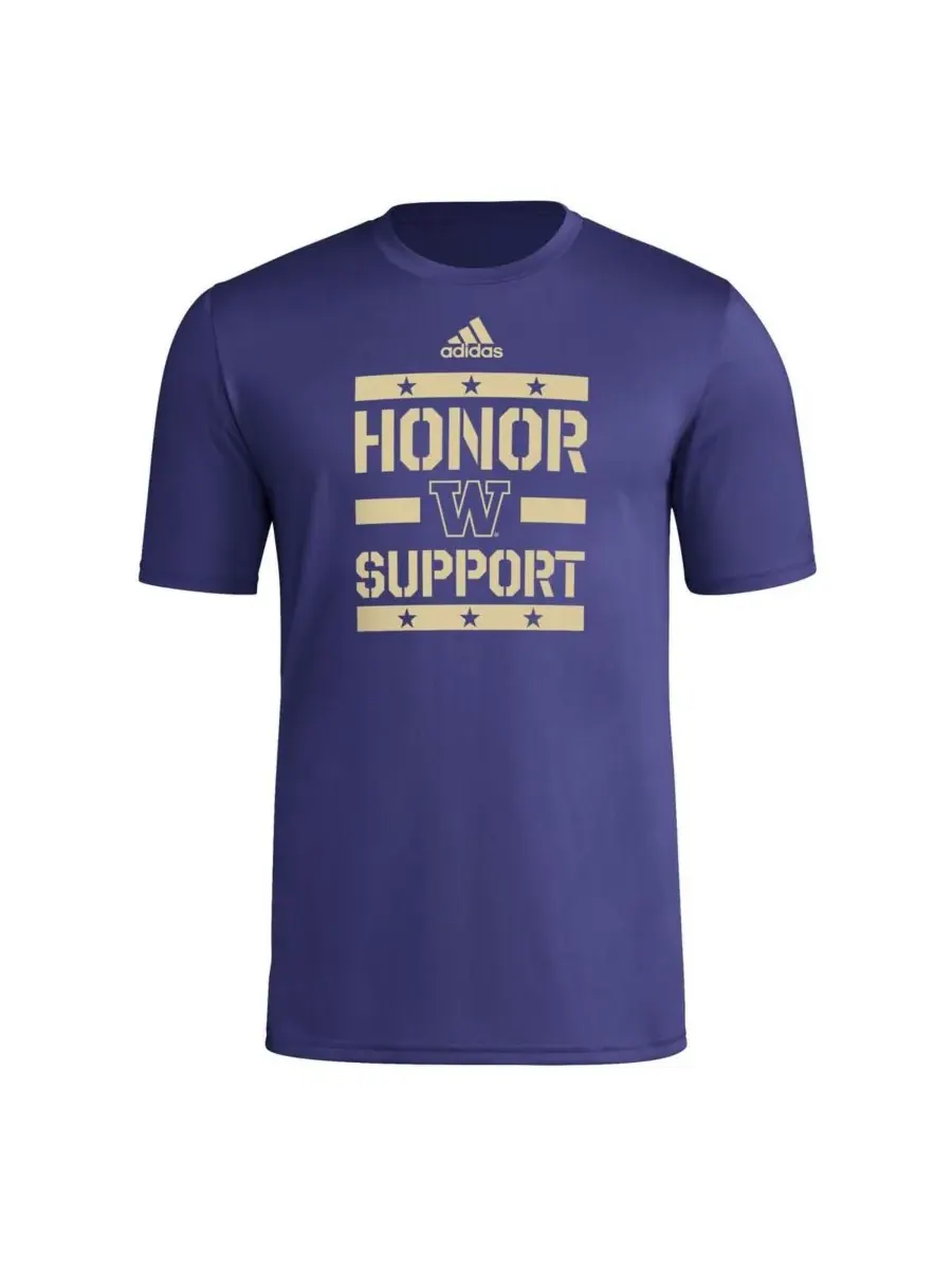 Adidas Мужская фиолетовая футболка Washington Huskies Honor Support для поддержки перед игрой — изображение 3 из 3