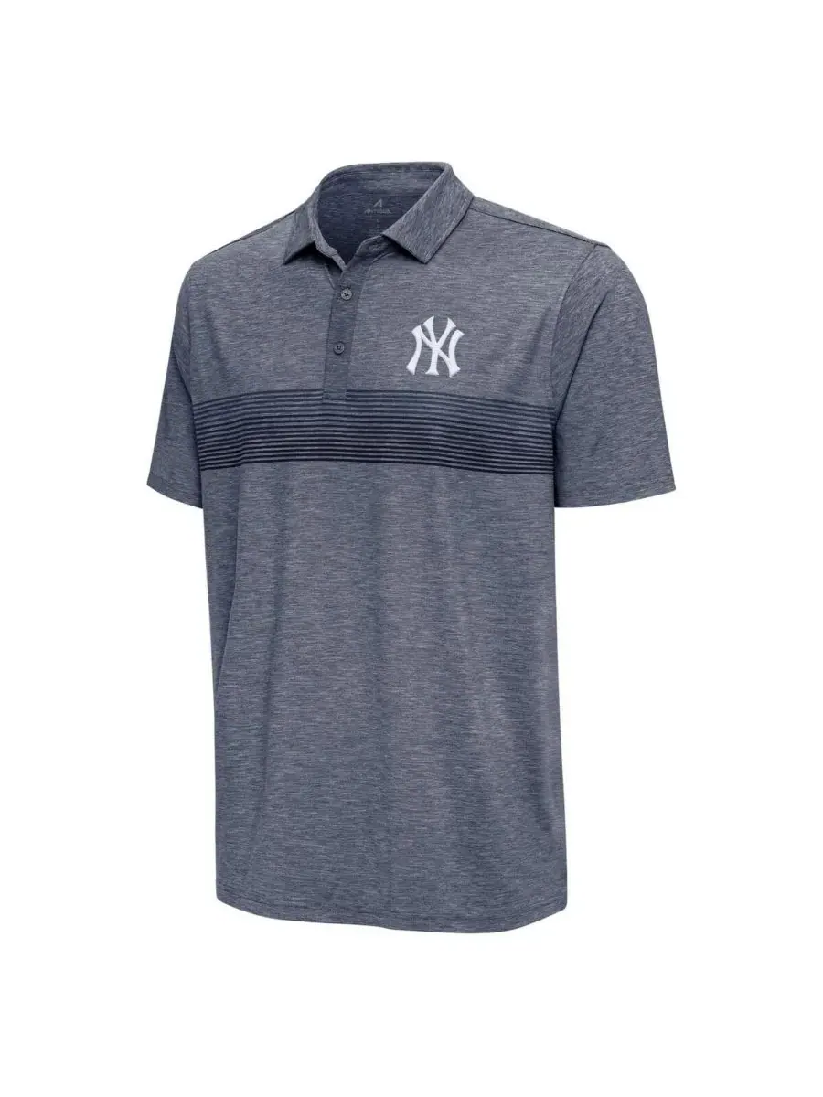 Antigua Мужская рубашка-поло New York Yankees темно-синего цвета меланжевого цвета — изображение 2 из 3, темно-синий