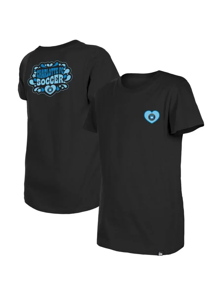 New Era Футболка Big Girls Black Charlotte FC Bubble Heart