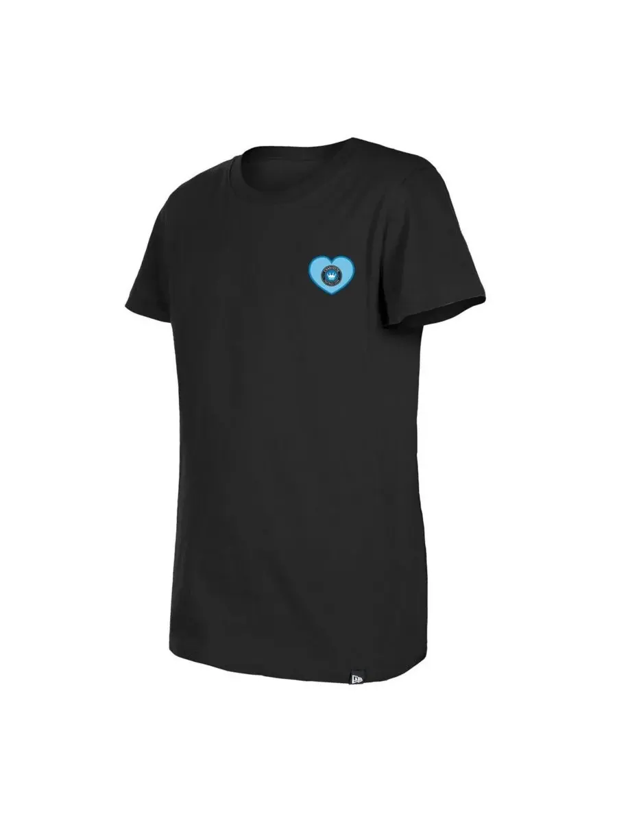 New Era Футболка Big Girls Black Charlotte FC Bubble Heart — изображение 2 из 3, черный
