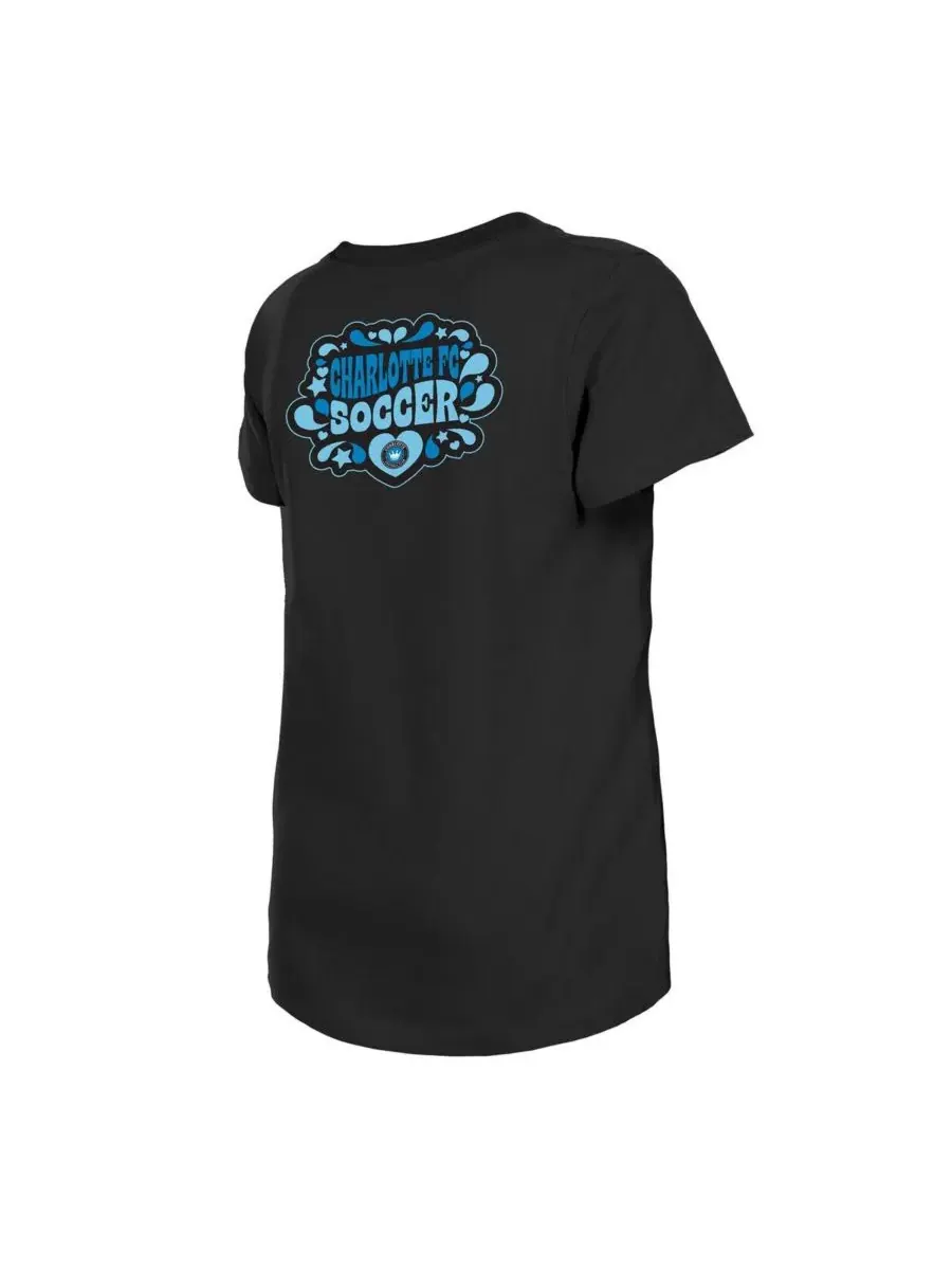 New Era Футболка Big Girls Black Charlotte FC Bubble Heart — изображение 3 из 3, черный