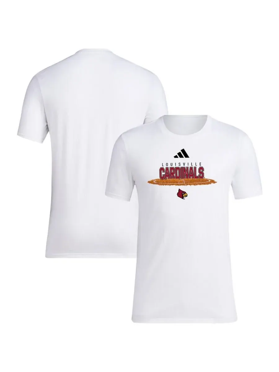 Adidas Мужская белая футболка Louisville Cardinals с изображением круга питчера в стиле софтбола