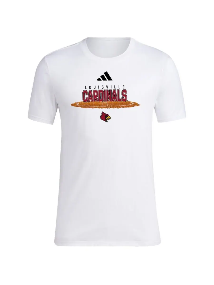 Adidas Мужская белая футболка Louisville Cardinals с изображением круга питчера в стиле софтбола — изображение 2 из 3, белый