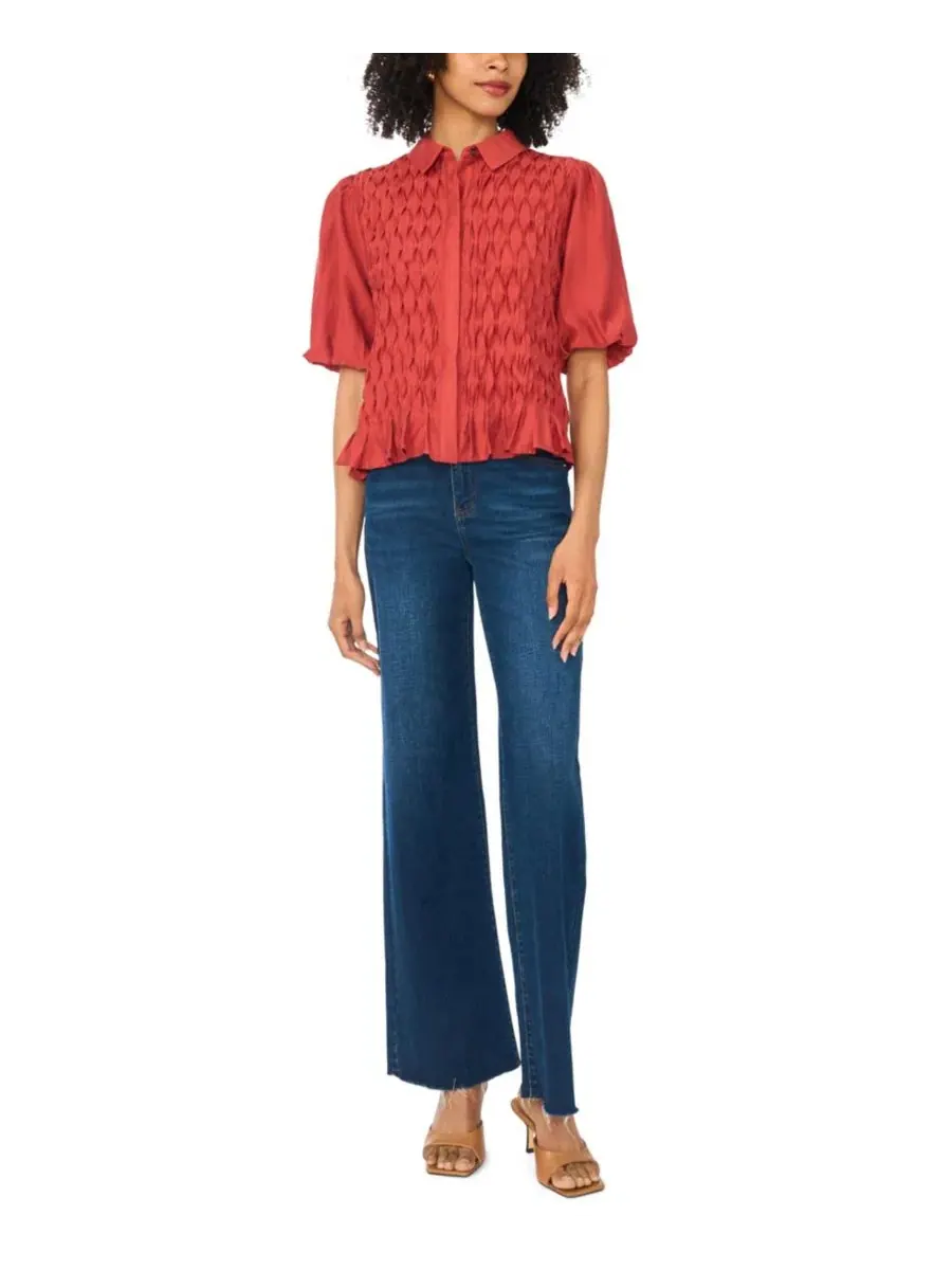 Блуза с коротким рукавом-фонарик, с защипами Vince Camuto, Fireside — изображение 2 из 6